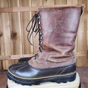 Sorel Maverick Boots Mens‎ 13 Brown Leather Cold Rubber Snow Winter Canada